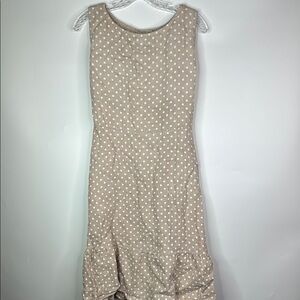 Stella Martini Brown Polka Dot Linen Dress Size Medium